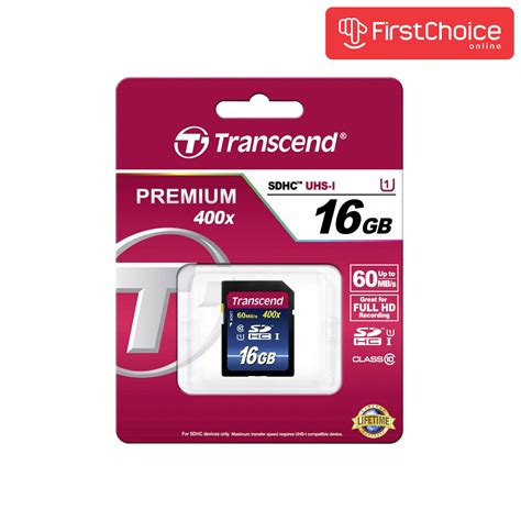 Transcend SDHC 16GB Premium 400x Class 10 UHS I U1 Memory Card