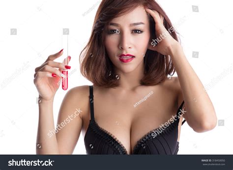 Sexy Asian Woman Black Lingerie Holding Stock Photo 318450050 Shutterstock