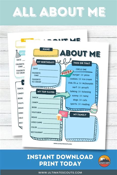 All About Me Printable