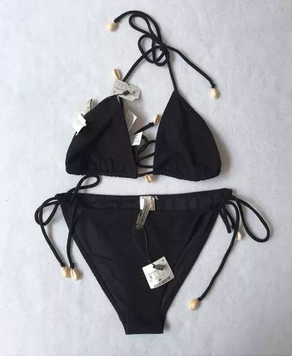 Stradivarius Bikini Negro Clasico De Tiras Ajustables Envío gratis
