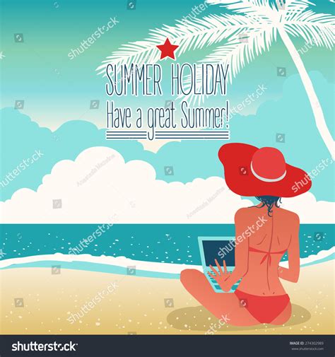 Hot Girl On Beach Vector Illustration Stock Vector Royalty Free 274302989 Shutterstock