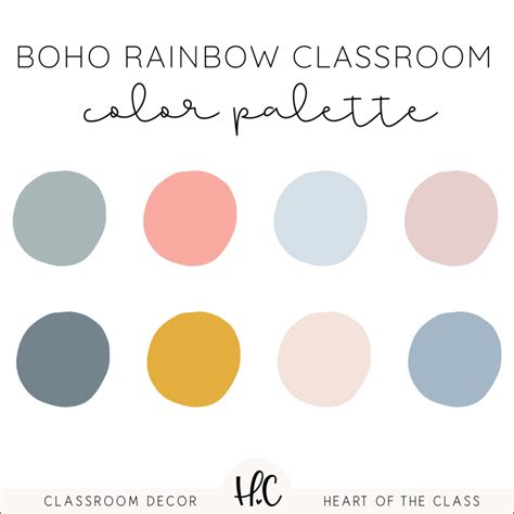 Cheerful And Calming Classroom Color Palette From The Boho Rainbow Classroom Decor Collection