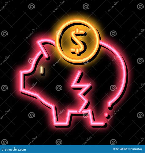 Chopped Piggy Bank Neon Glow Icon Illustration Stock Vector