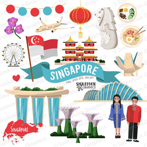 Singapore Travel Clip Art Singaporean Flag Asia Continent Country World ...