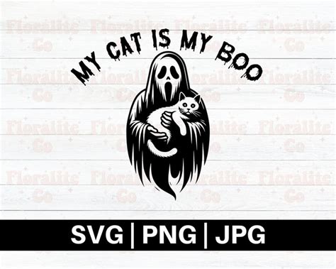 Сute Ghost Cat PNG My Cat is My Boo Svg Cat Lovers Halloween Cat Svg