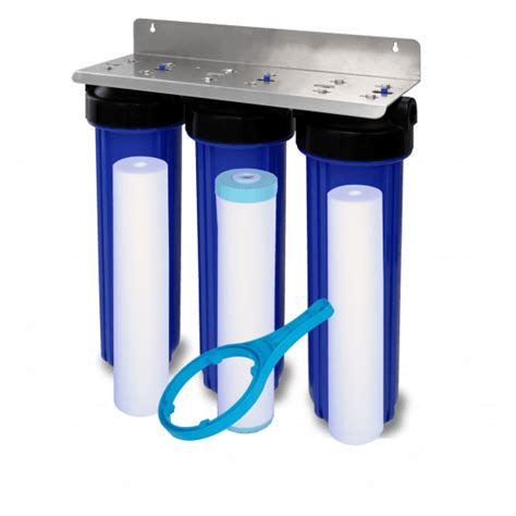 3 Stage 20 Inch Big Blue Filter System With 50 Micron Sediment Filter Carbon Filter And 5