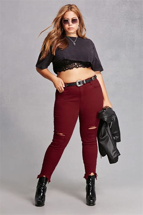 Forever Plus Size Ripped Ankle Jeans Forever Plus Plus Size