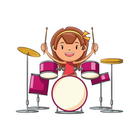 Clip Art Of A Drummer Girl Illustrations Royalty Free Vector Graphics