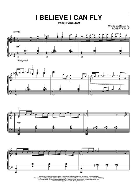 I Believe I Can Fly" Sheet Music by R. Kelly for Piano - Sheet Music Now