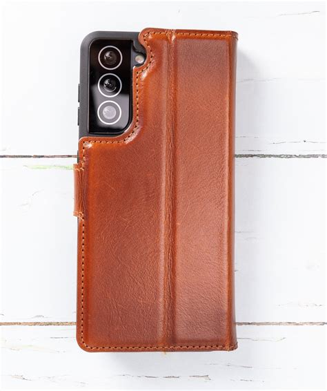 Samsung Galaxy S21 5g Case Rustic Tan Genuine Leather Wallet Etsy Uk