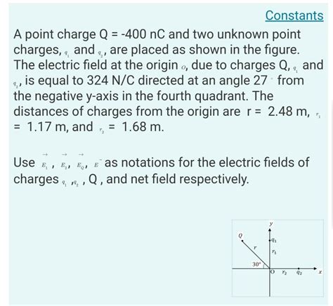 Solved A Point Charge Q 400 Nc And Two Unknown Point