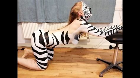 Nude Artist Bodypainting Herself Zebra Remastered 18 Nude Art New And Longer Scenes