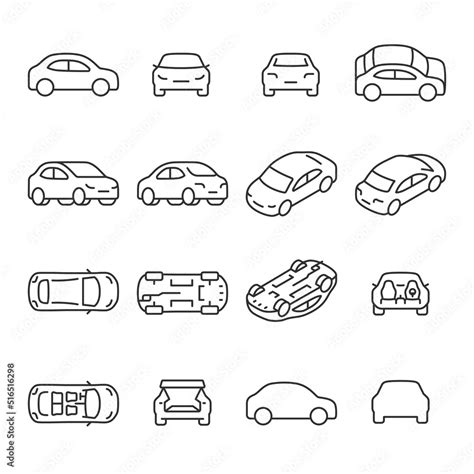 Car Icons Set The Car From Different Sides Side View Back Front