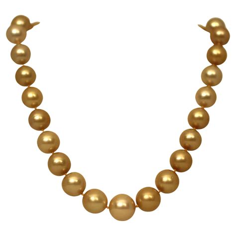 Hakimoto X Mm Natural Color Golden South Sea Pearl Necklace For