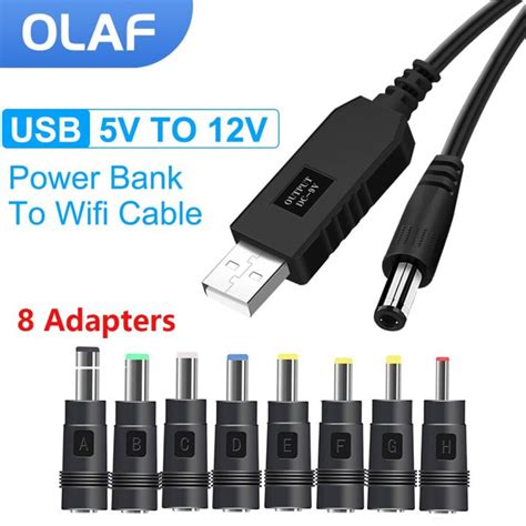 ตัวแปลงบูสต์สายไฟ5v ถึง12v อะแดปเตอร์8ตัว Usb เป็น Dc แจ็คสายชาร์จสำหรับเราเตอร์อินเตอร์เน็ตไร้