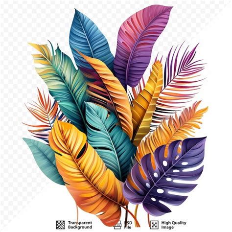 Premium PSD Colorful Tropical Leaves