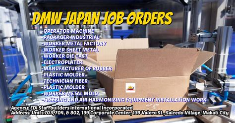 Dmw Job Order For Factory Workers Under Edi Staffbuilders International