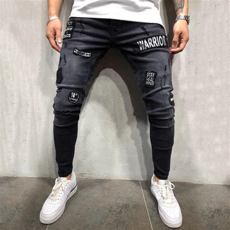 Ripped Jeans For Men Mens Stretch Denim Pant Distressed Ripped Freyed