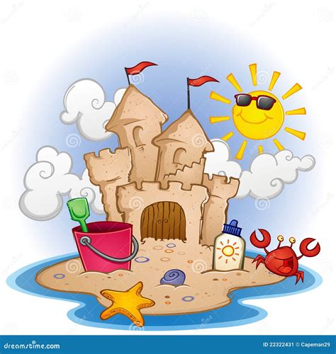 Sandcastle On The Beach Stock Vector Illustration Of Castle 22322431