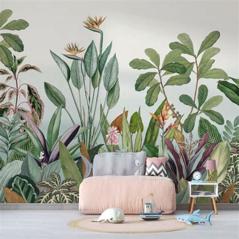 Custom Wallpaper Mural Tropical Plants Jungle Landscape Bvm Home