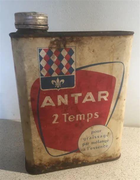 ANCIEN BIDON ANTAR 2 temps fleur de lys old oil can alter Ölkanister