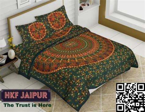 Hkf Multicolor Cotton Printed Asymmetric Double Bedsheet At Rs