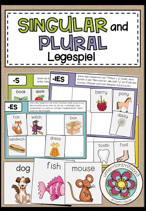 Singular And Plural Legespiel Singular And Plural Plurals Back To School Homeschool