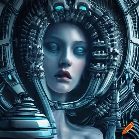 Sci Fi Illustration Of Greek Pandora In A Biomechanical Environment By