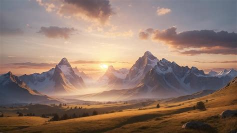 Premium AI Image | Mountain landscape at sunset