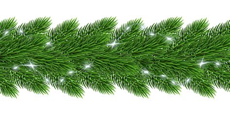 Christmas Tree Branches Decorated With Shine Garland 11909307 Png