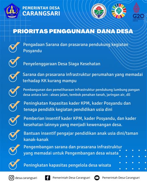 Prioritas Penggunaan Dana Desa Tahun Anggaran Desacarangsari Badung