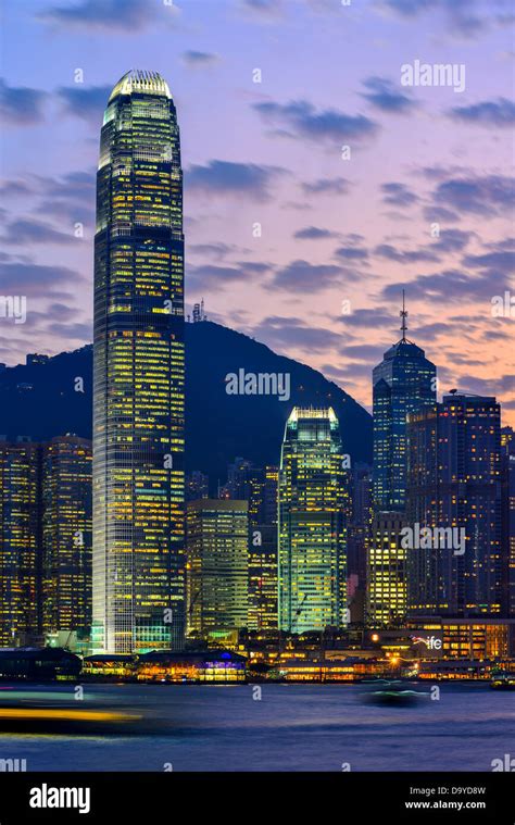 Hong Kong Victoria Harbour After Sunset Stock Photo Alamy