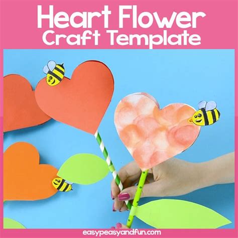 Heart Flower Craft Template Free Cut Out The Traced Hearts Printable