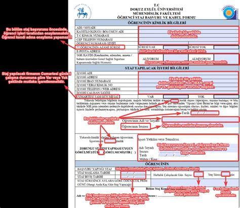 Staj Form Doldurma Kılavuzu DEU Maden Mühendisliği