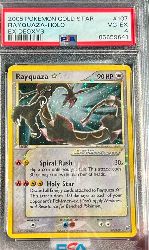 Rayquaza 107107 Gold Star Holo Ex Deoxys 2005 Amazing Swirl Psa 4 Ebay