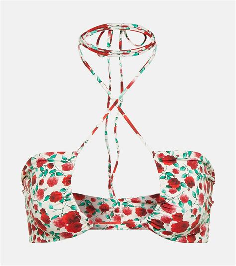 Magda Butrym Floral Printed Halterneck Bikini Top Magda Butrym