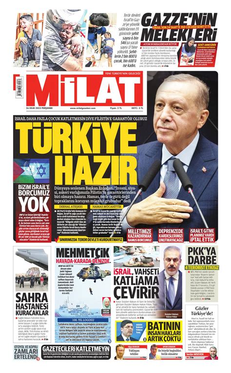 Milat Gazetesi Milat Manşet Oku Haberler 26 Ekim 2023