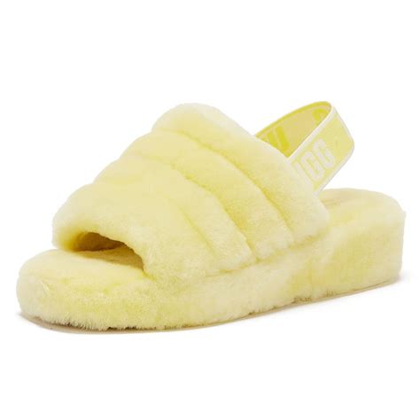 UGG Rubber UGG Fluff Yeah Womens Neon Yellow Slippers - Lyst