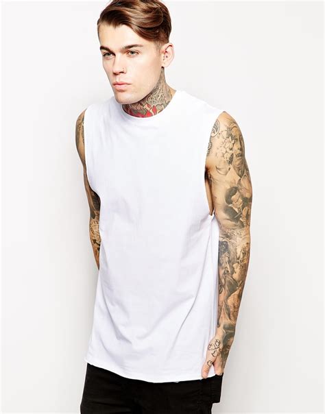 Lyst Asos Longline Sleeveless T Shirt With Dropped Armhole And Skater