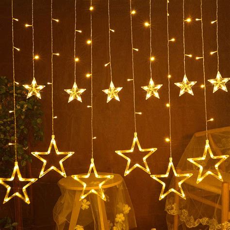 Fairy Curtain String Lights 12 Stars 138 LED Window Curtain Lights