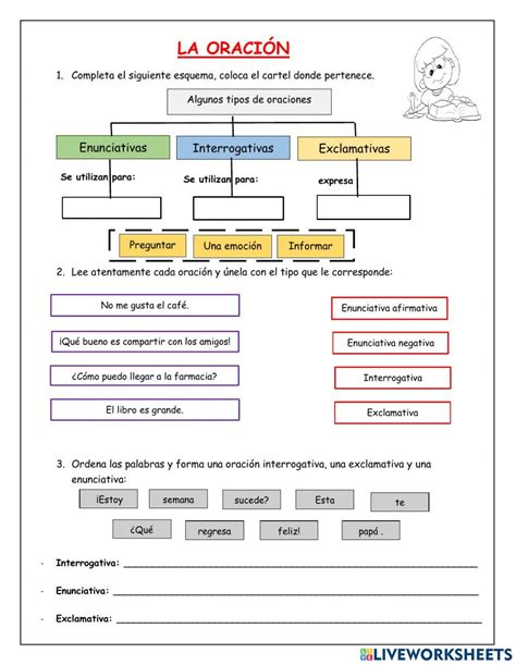 La Oración Y Sus Clases Worksheet Clases De Oraciones Tipos De