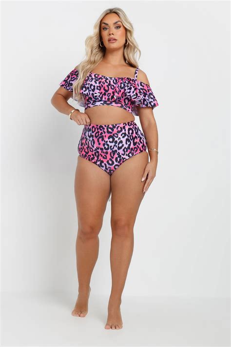 YOURS Plus Size Pink Leopard Print High Waisted Bikini Briefs Yours Clothing