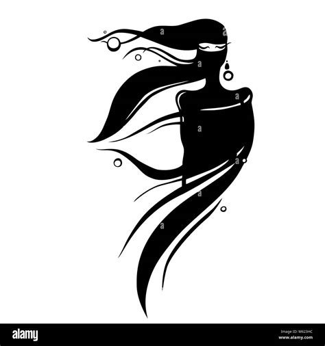 Beautiful Muslim Woman In Black Hijab Silhouette Hand Drawn Vector