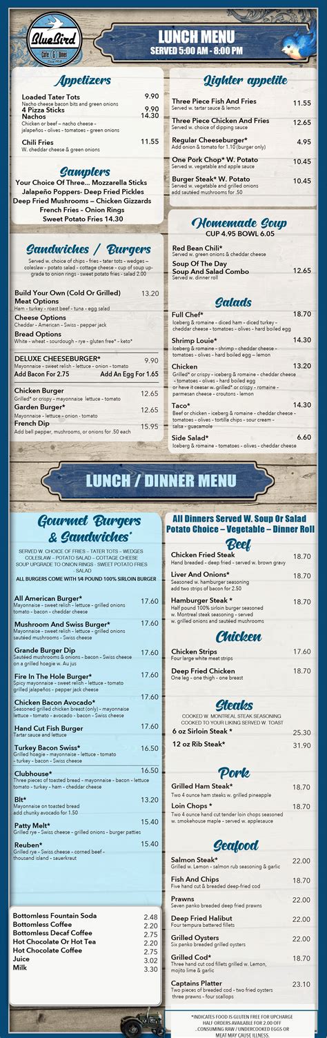 Menu | Blue Bird