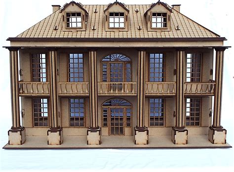 Laser Cut Wooden Mansion House Model Kit Dolls House Kit Diy Etsy