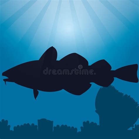 Cod Fish Silhouette Vector Illustration Decorative Design Stock Vector