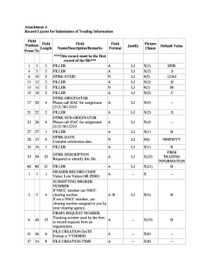 Fillable Online Record Layout For Submission Of Trading Information Fax