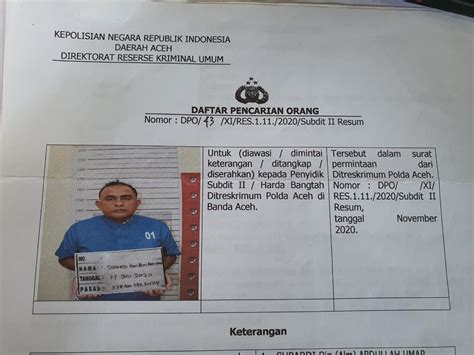 Polda Aceh Keluarkan DPO Kasus Dugaan Penipuan Dan Penggelapan