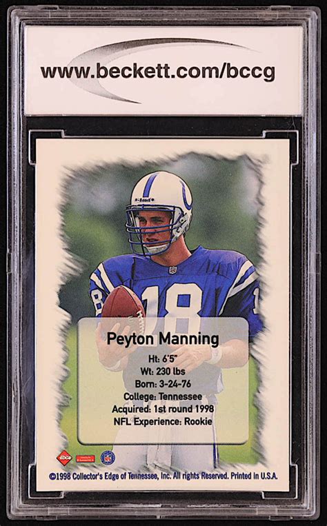 Peyton Manning 1998 Collector S Edge First Place Peyton Manning Silver