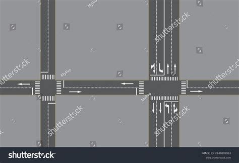 Crossroad Top View Vector Illustration Stock Vector Royalty Free